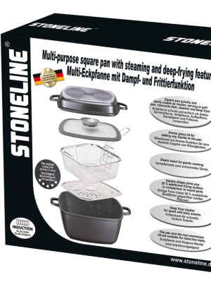 STONELINE® 5pc Set, Multipurpose Roaster 28cm with Grilled, Steaming, Deep Frying