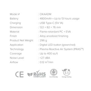 OkaAir Mini Product Listing Images_Specs OkaAir Mini Detoxifier (pwp)